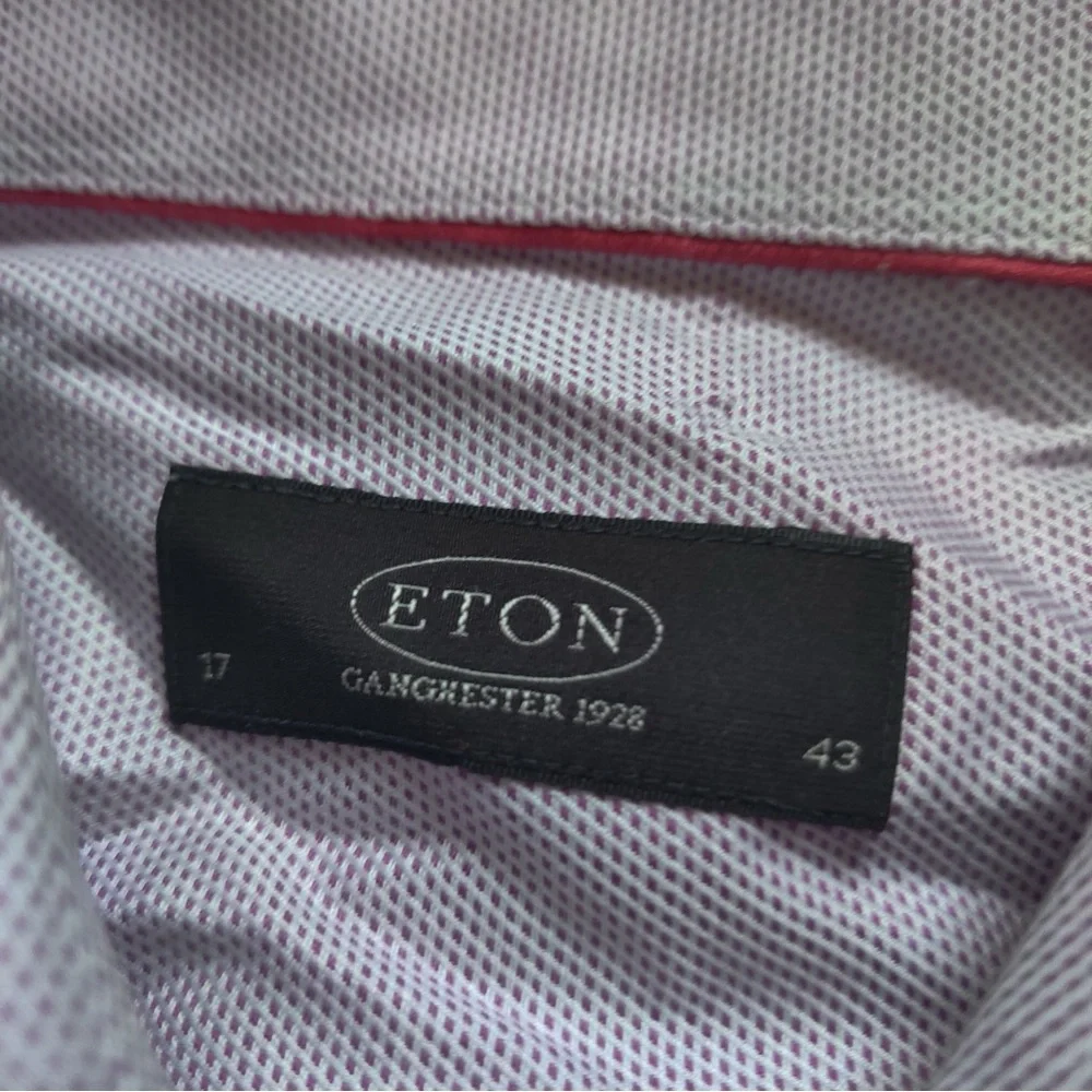 ETON Dress Shirt Men's 43 Light Purple White 17-36 Button Front Long Sleeve Dot - Picture 3 of 6